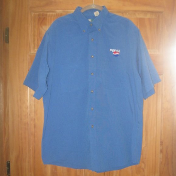 Pepsi Wear Guard Blue Short Sleeve Button Down Shirt - Picture 1 of 2